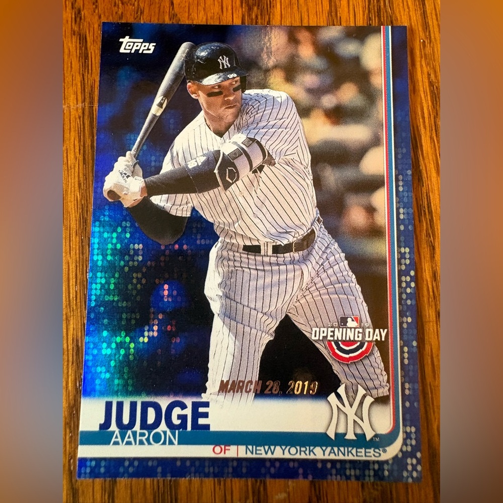 Topps Aaron Judge Yankees Card with Blue and White Accents